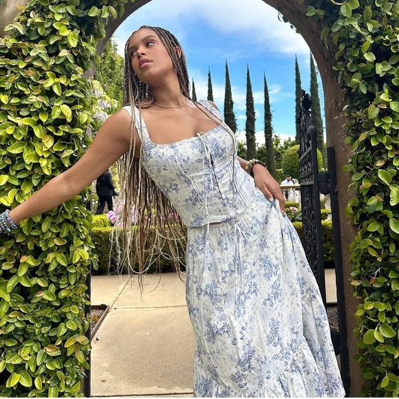 House of CB Dresses & Skirts - HOUSE OF CB 'Aitana' Blue Print Midi Skirt